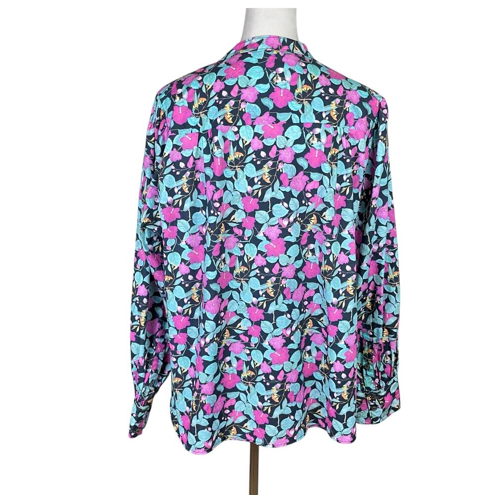 Roller Rabbit Manusa Glenda Colorful Floral Long Sleeve Cotton Popover Top - Picture 4 of 14